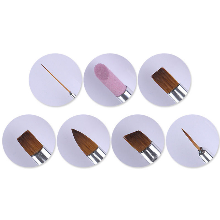 Hot 7 Sizes Manicure Acrylic Nail Art Tips Sable Brush Painting Tool Set