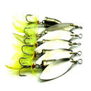 2x Metal Fishing Lure Hard Baits Spoon Noise Feather Treble Hook