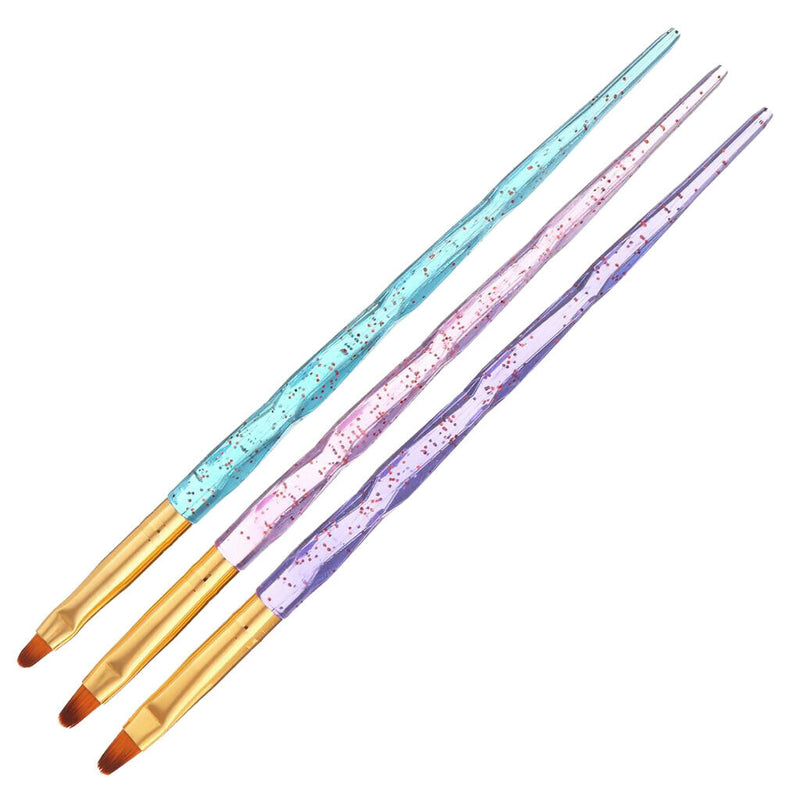 3 Pcs UV Gel Nail Art Brush Acrylic Painting Pen Kit For Salon Manicure DIY