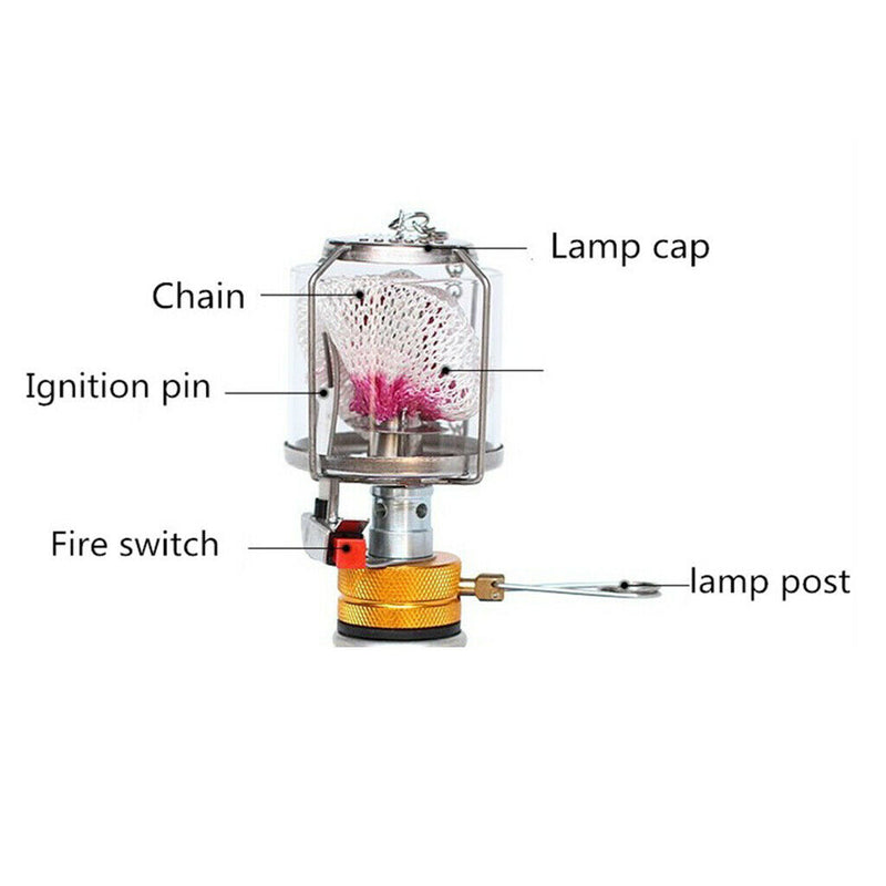 Mini Portable Camping Lantern Gas Light Tent Lamp Torch Hanging Lamp, Hiking,