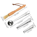 4pcs Gift Stainless Steel Spoon Clips Cleaning Brush Coffee Tool Set Reusable