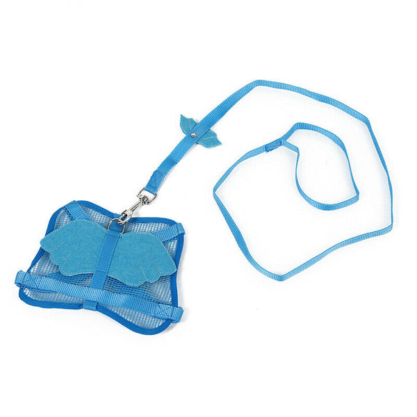 Blue Adjustable Angle Wing Rabbit Ferret Pig Harness Leash Lead Strap Nylon