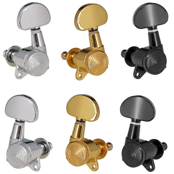 3R3L Black Locked String Tuners Tuning Peg Key Machine Heads Semicircle But