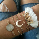 5pcs/set Tassel Shell Bracelet Boho Natural Stone  Bangles Women Jewelry A