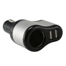 12V 24V Dual 2 USB Car Charger w/ Cigarette Lighter Socket Power Outlet Adapter
