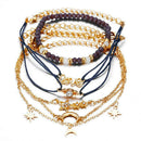 6pcs/set Star Moon Bead Love Bracelet Women Rope Chain Party Jewelry Gifts