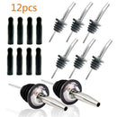 12 Pack Stainless Steel Liquor Bottle Pourers Tapered Spout with Long Dust