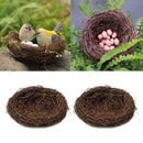 2x Brown Rattan Bird Nest Photo Props Garden Ornament Holiday Decoration
