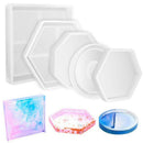 5Pcs Diy Coaster Silicone Mold Included Square Hexagon Circle Octagon Moldn G6S3