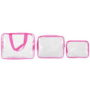 Hot 3pcs Clear Cosmetic Toiletry PVC Travel Wash Makeup Bag  Rose A
