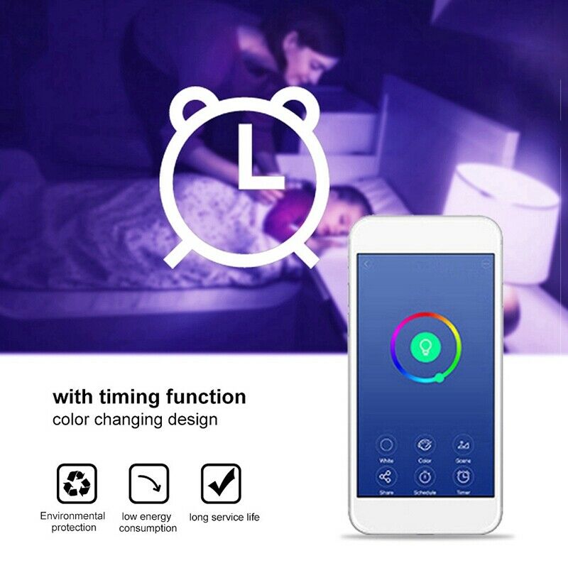 WiFi Smart Light Bulb E27 6W RGBW WiFi LED Dimmable Light Cup Alexa for Goo Y7W1