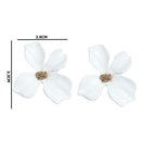 Korean Girls Flower Ear Stud Casual Women Sweet Earrings Jewelry (White) A