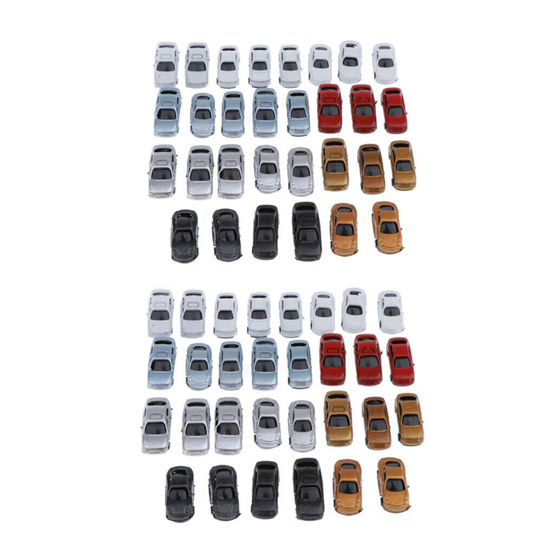 60x 1:200 Plastic Car Mini Street Parking Scenery Landscape Layout Accessory