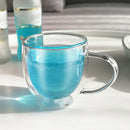 Office Insulated Coffee Mug Double Walled Clear Glass Cups with Handle 350ml