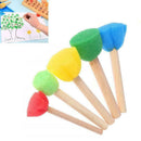 5pcs/Kit DIY Wooden Painting Brushes Sponge Graffiti Pen Kids Doodle 2019
