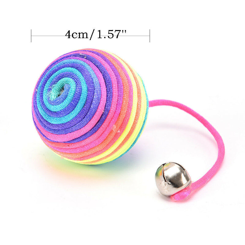 cat kitten dog pet colorful bell nylon ball playing toys gifts chew squeak tbTE