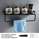 Wall Mounted Black Kitchen Pantry Rack Shelf Cookware Storage Organizer Wit