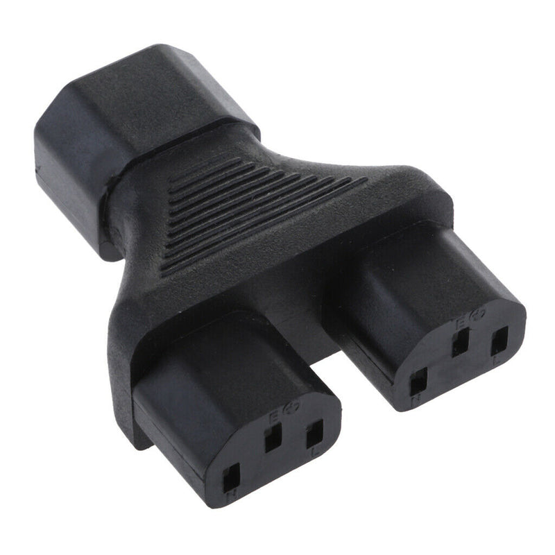 IEC320 C14 Right Angle C13 Male Dual To Female Power Adapter Y Splitter