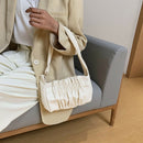 Women Candy Tote Bag Pleated PU Shoulder Portable Underarm Handbag (Beige)