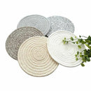 Round Cotton Braided Table Place Mats Coaster Non-Slip Table Mats Set of 5
