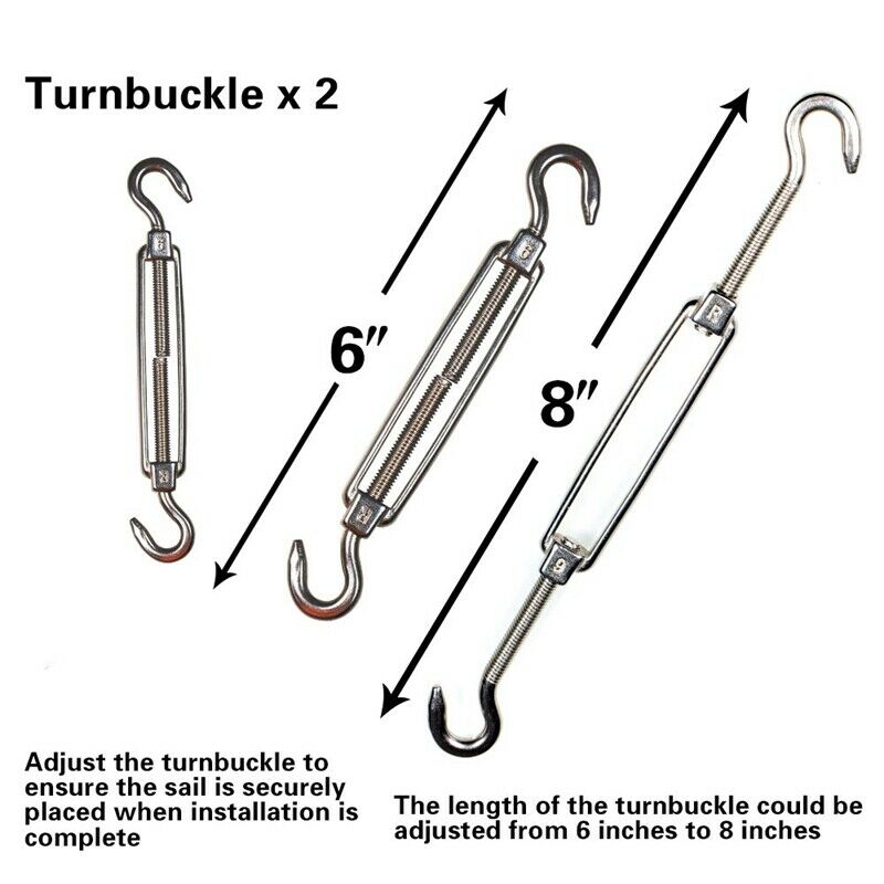 Sun Shade Sail Hardware Kit 6 Inch Sail Hardware for Trigangle and Rectangl B6W9