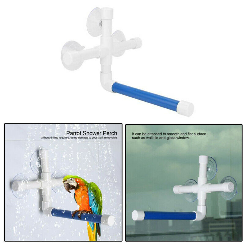 Bird Bath Perch Suction Cup Shower Stand for Bird Parrot Macaw Paw Bathi RWC