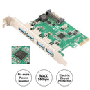 Super Speed 4 Ports Pcie To Usb 3.0 Expansion Card With 15 Pin Sata Power C