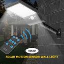 50LED Solar PIR Motion Sensor Street Path Light with Remote Control (Black)