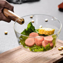 Glass Milk Pot with Wooden Handle 400Ml Cooking Pot for Salad Noodles Gas S Y1Y1