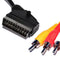 1.5m Scart to RCA Triple 3 x Phono Cable Composite Audio Video Lead