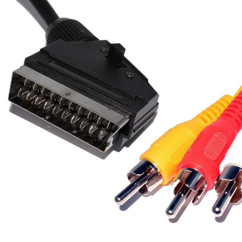1.5m Scart to RCA Triple 3 x Phono Cable Composite Audio Video Lead