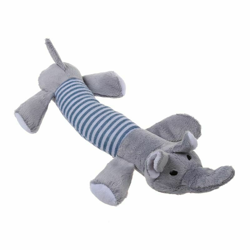 2pcs Dog Chew Squeaky Toys Plush Squeak Pet Puppy Elephant+Duck T4A3