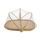 Handmade Bamboo Woven Bug Proof Wicker Basket with Gauze Food Fruit Cover