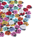 100Pcs 2 Holes Wood Ladybug Handmade Wooden Buttons Sewing Scrapbooking DIY