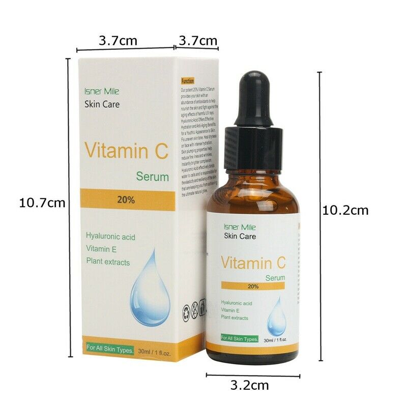 Isner Mile Pure Vitamin C Hyaluronic Acid Serum 20% For Face Best Anti Agin H8V8