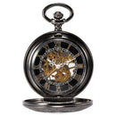 man black Steampunk skeleton copper Pocket watch