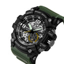Men Sports Waterproof Digital Analog Electronic Quartz Watch (Black Green)