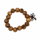 Buddhist Brown Wooden Carved Prayer Beads Wrist Mala Bracelet H3Q1