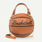 Round Shoulder Bag Women Chain Messenger Handbag (Basketball Light Brown)