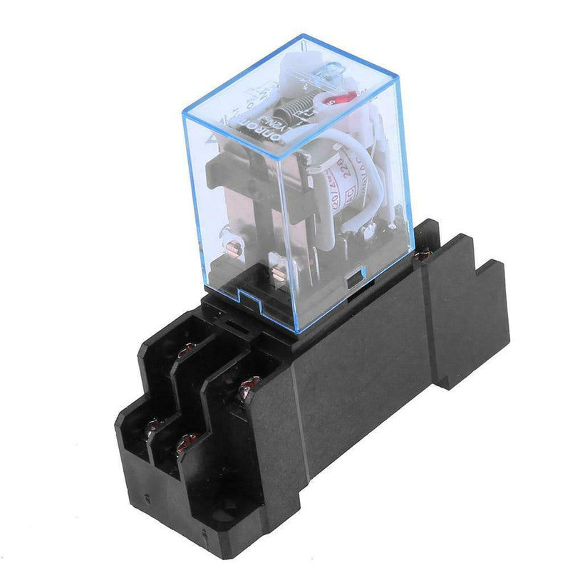 220V 10A LY2NJ Mini 8 Pin Coil Power Electric Relay With Socket Base Black A