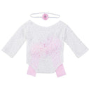2pcs Newborn Shoot Photography Props Girls Lace Rompers Headband (Pink) A
