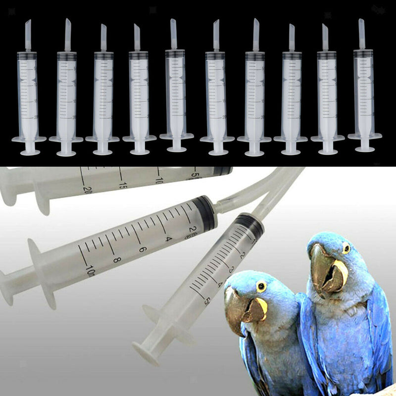 10Pcs Pet Canaries Bird Feeding Syringe Baby Parrot Feeders Injector 20ml