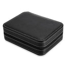 Black Zippered Watches Box Travel Case - Watch Organizer Collection - PU Le O1U3