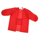 Children Craft Art Apron Overall Kids Drawing Painting Smock with Pocket Red