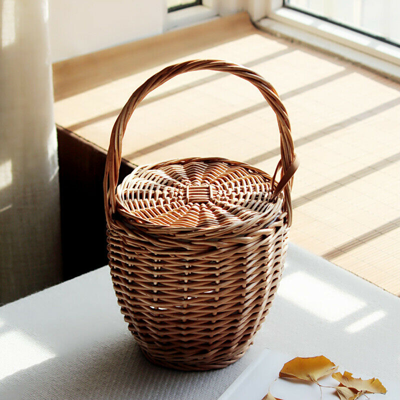 Fashion Summer New Women Beach Basket Straw Hand Bag Cover Handbag Wicker H M1L8