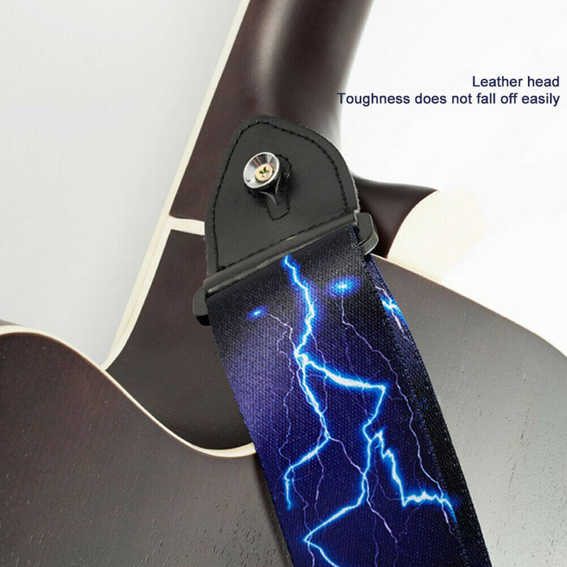 Leather Folk Guitar Strap Adjustable Belt Musical Instrument Parts (Flash) A