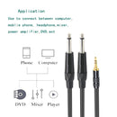 1/8" 3.5mm to Dual 6.35mm 1/4" Mono Jack Stereo Y-Splitter Headphone Audio tre