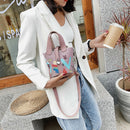 Mini Leather Shoulder Bag Women Graffiti Totes Messenger Handbag (Pink)