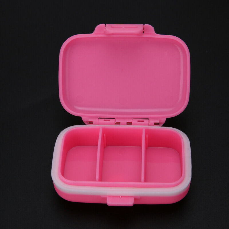 3 Grids Portable Pill Box Medicine Jewelry Storage Case Container(Pink)