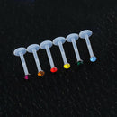 16 Pieces Acrylic Transparent Ring Bar Lip Tongue Crystal Body Piercing 18G